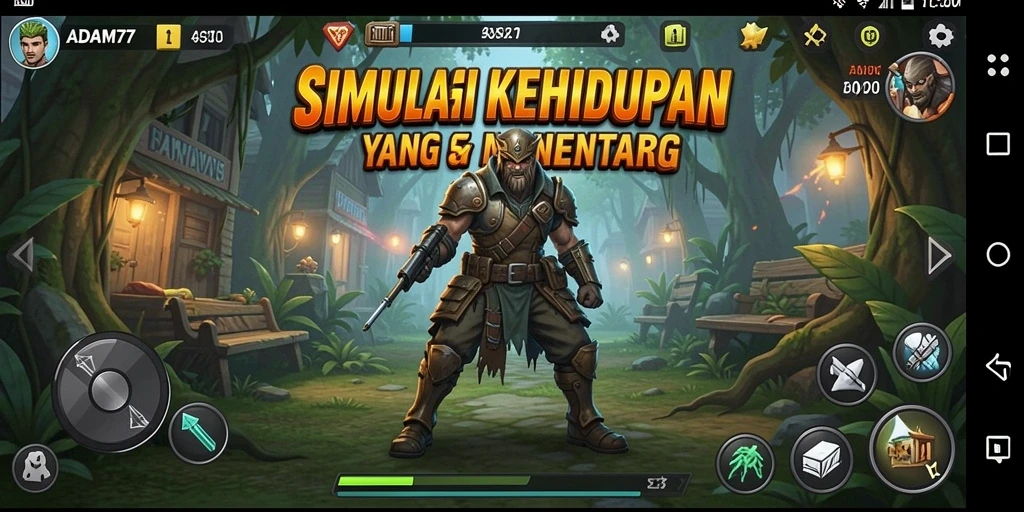Screenshot gameplay ADAM77 menampilkan karakter dalam lingkungan yang hidup.