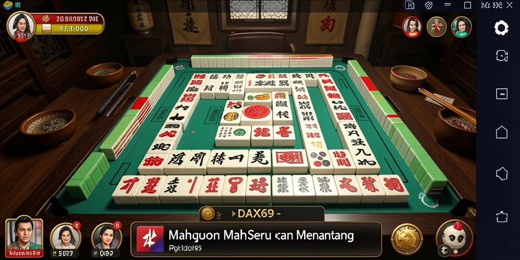 Tampilan gameplay seru dalam DAX69 yang menampilkan strategi Mahjong.
