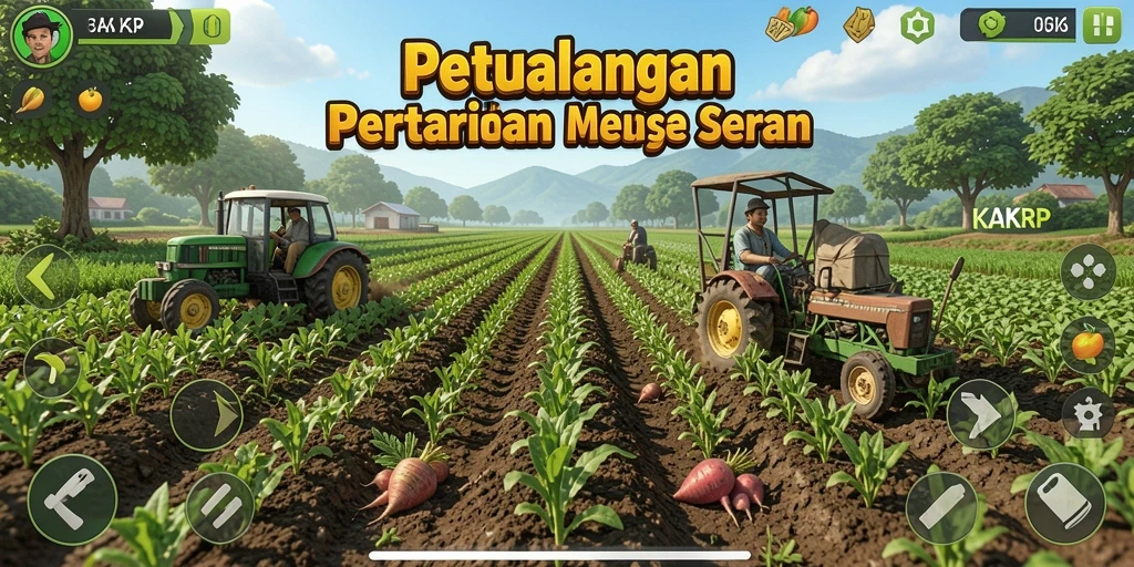 Screenshot gameplay KAKRP menampilkan keindahan kebun yang terawat dengan baik.