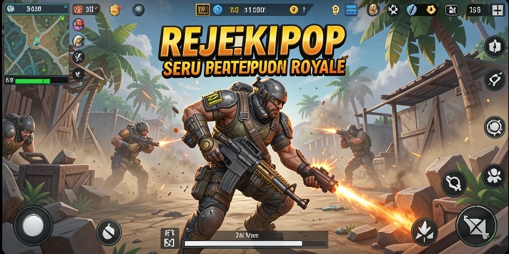 Tampilan seru dari gameplay Battle Royale di REJEKIPOP.